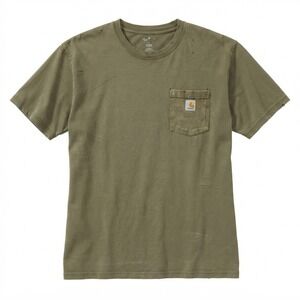 Vintage Carhartt K87 Pocket Tee Sun Faded Olive Thrashed Distressed L